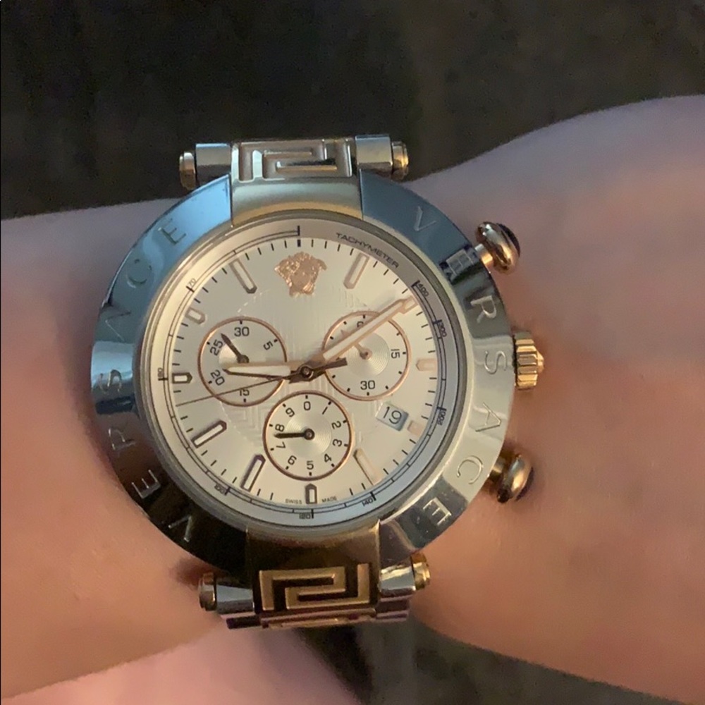 Versace Stainless Steel and Yellow Gold Watch